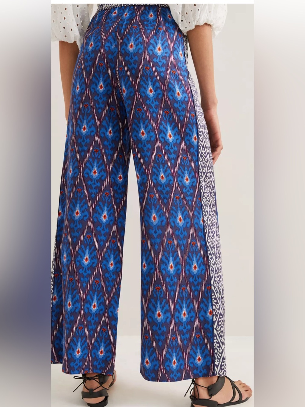 Anthropologie Vale Blue Patterned Wide-Leg Printed Pants - Picture 3 of 8